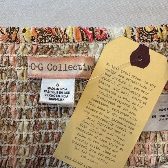 Boho Paisley Crop Top - Pink, Peach, Yellow and Brown Sz S - Picture 4 of 7